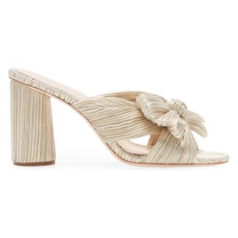 Loeffler Randall Penny Pleated Bow Heel in Platinum - Size 8